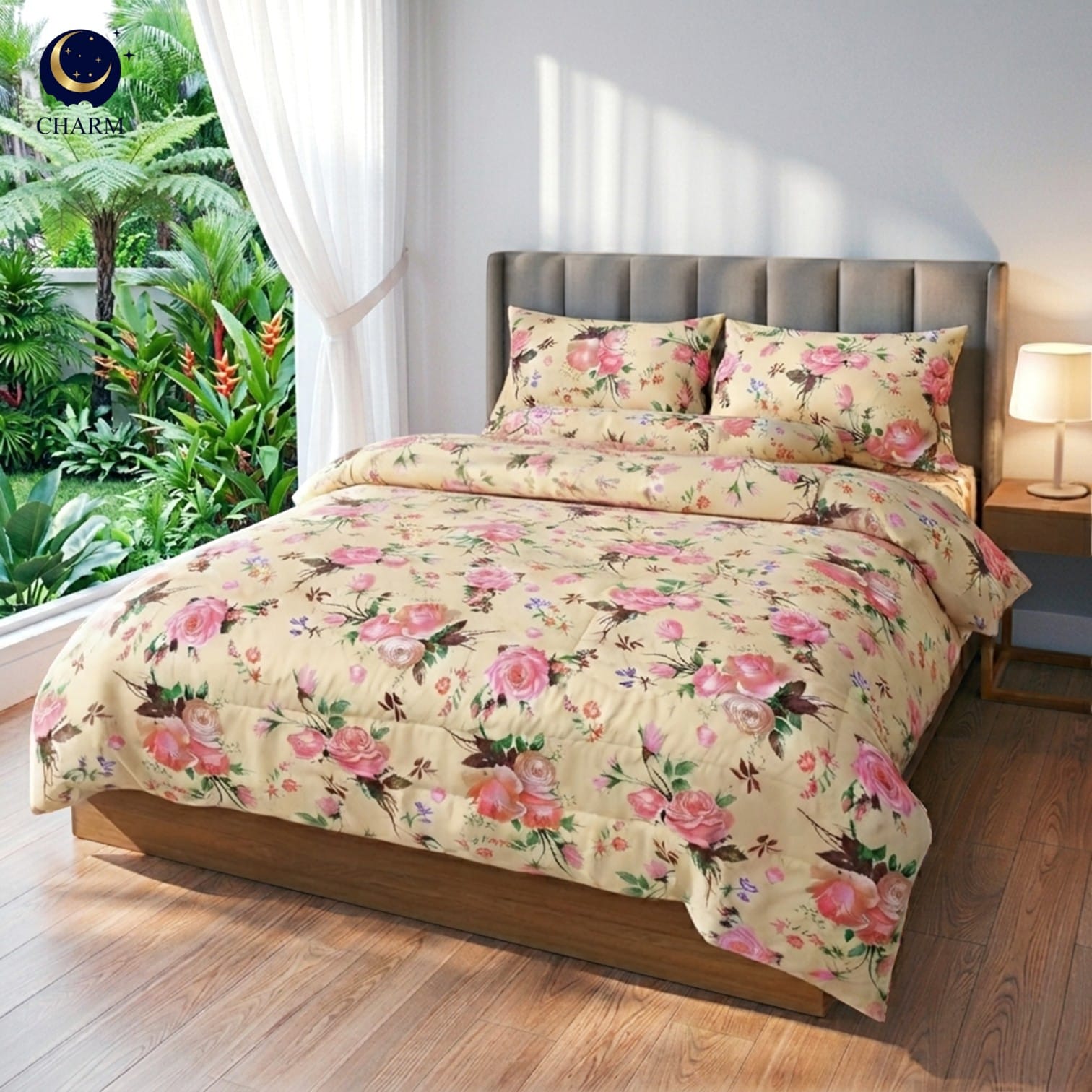 ชุดผ้าปูที่นอน 5 ฟุต 5 ชิ้น CHARM รุ่น CLASSIC ลาย CLASSIC ROSE_1